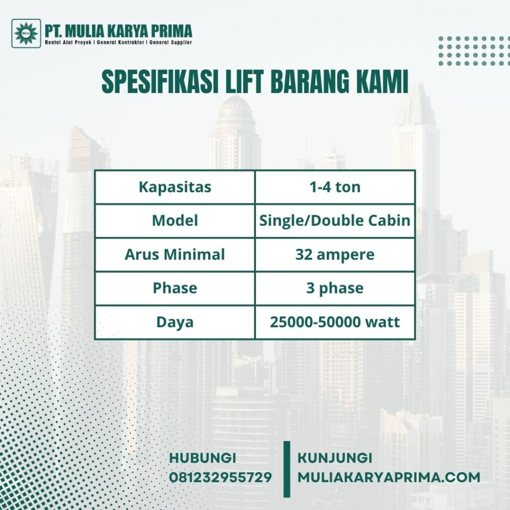 Spesifikasi Lift Barang